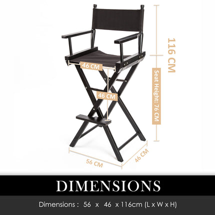 2X Director Movie Folding Tall Chair 76cm DARK HUMOR.