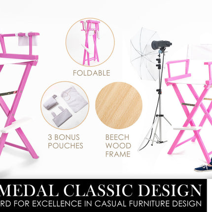 Director Movie Folding Tall Chair 76cm PINK HUMOR.