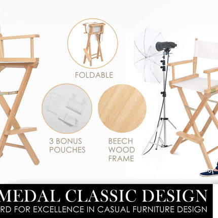 Director Movie Folding Tall Chair 76cm Beech WOOD HUMOR.