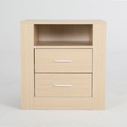 2X Bedside Table Side Storage Cabinet Nightstand Bedroom 2 Drawer 1 Shelf ZURI OAK.