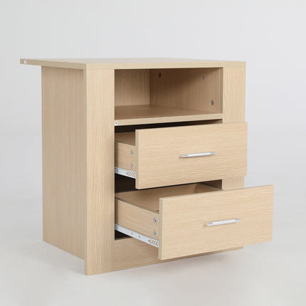 2X Bedside Table Side Storage Cabinet Nightstand Bedroom 2 Drawer 1 Shelf ZURI OAK.