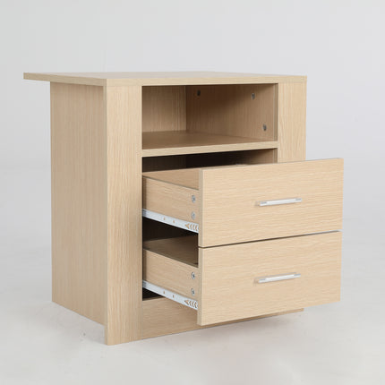 2X Bedside Table Side Storage Cabinet Nightstand Bedroom 2 Drawer 1 Shelf ZURI OAK.