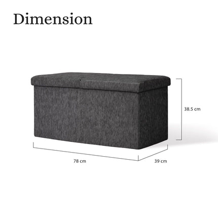 Foldable Storage Ottoman - Flip Lid Side Table Toy Blanket Organiser Seat KIRA BLACK.