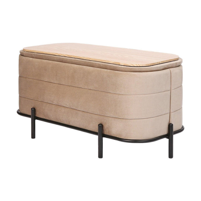 La Bella Coffee Table Storage Ottoman - Velvet Blanket Box Bench DEMI - CAMEL BEIGE.