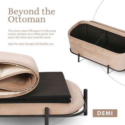 La Bella Coffee Table Storage Ottoman - Velvet Blanket Box Bench DEMI - CAMEL BEIGE.