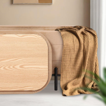La Bella Coffee Table Storage Ottoman - Velvet Blanket Box Bench DEMI - CAMEL BEIGE.