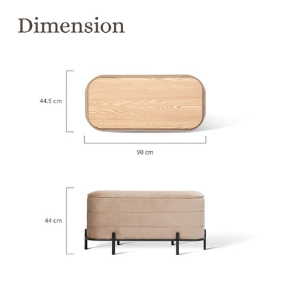 La Bella Coffee Table Storage Ottoman - Velvet Blanket Box Bench DEMI - CAMEL BEIGE.