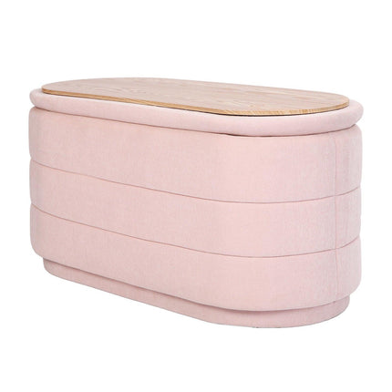 Coffee Table Storage Ottoman - Chenille Fabic Padded Blanket Box Bench CELIA - PINK.