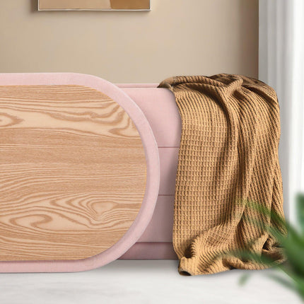 Coffee Table Storage Ottoman - Chenille Fabic Padded Blanket Box Bench CELIA - PINK.