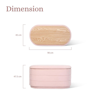 Coffee Table Storage Ottoman - Chenille Fabic Padded Blanket Box Bench CELIA - PINK.
