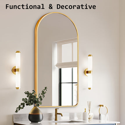 Wall Arch Mirror Arc Aluminum Frame Bathroom 50x100cm GOLD.