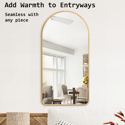Wall Arch Mirror Arc Aluminum Frame Bathroom 50x100cm GOLD.