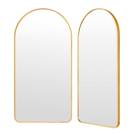 2 Set Wall Arch Mirror Arc Aluminum Frame Bathroom 50x100cm GOLD.