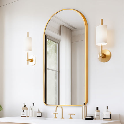 2 Set Wall Arch Mirror Arc Aluminum Frame Bathroom 50x100cm GOLD.
