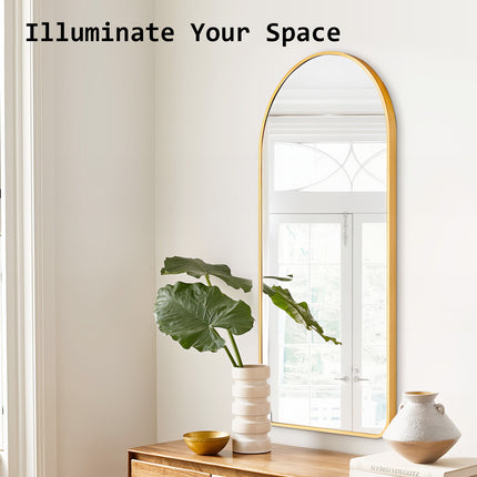 2 Set Wall Arch Mirror Arc Aluminum Frame Bathroom 50x100cm GOLD.