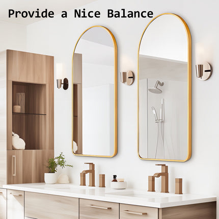 2 Set Wall Arch Mirror Arc Aluminum Frame Bathroom 50x100cm GOLD.