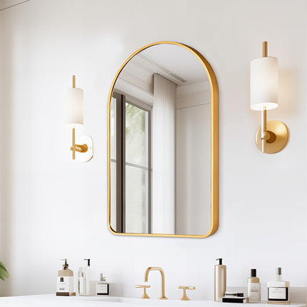Wall Arch Mirror Arc Aluminum Frame Bathroom 50x80cm GOLD.