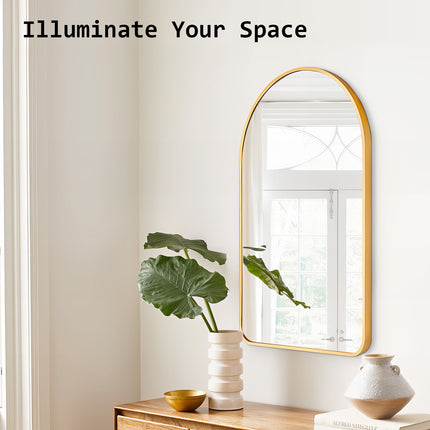 Wall Arch Mirror Arc Aluminum Frame Bathroom 50x80cm GOLD.