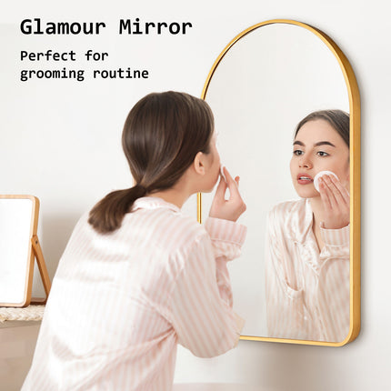 Wall Arch Mirror Arc Aluminum Frame Bathroom 50x80cm GOLD.