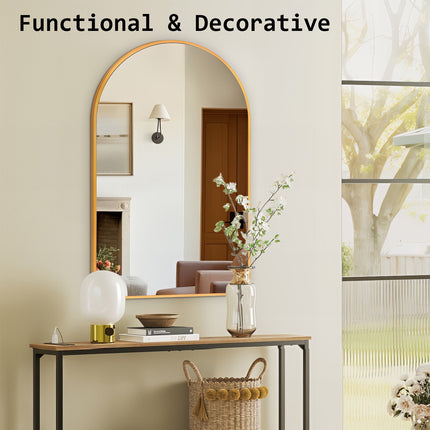 Wall Arch Mirror Arc Aluminum Frame Bathroom 50x80cm GOLD.