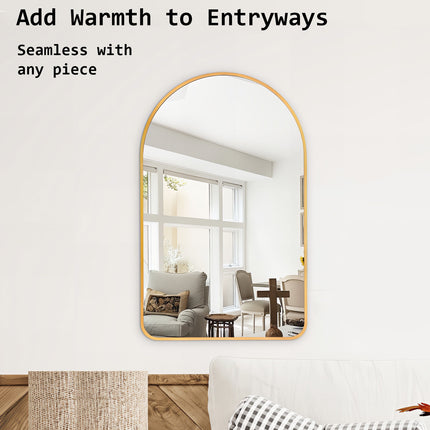 Wall Arch Mirror Arc Aluminum Frame Bathroom 50x80cm GOLD.
