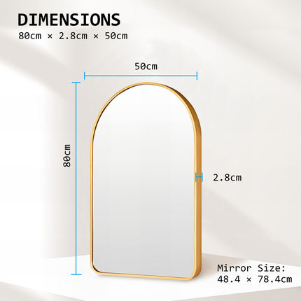 Wall Arch Mirror Arc Aluminum Frame Bathroom 50x80cm GOLD.