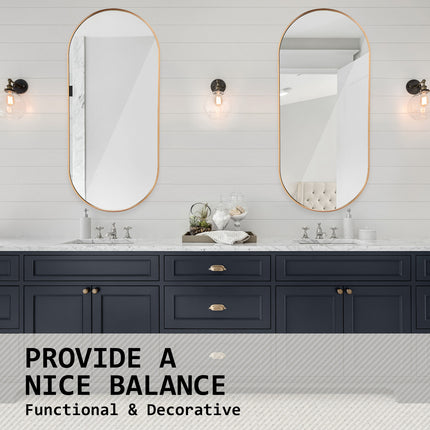 Wall Mirror Oval Aluminum Frame Bathroom 45x100cm GOLD.
