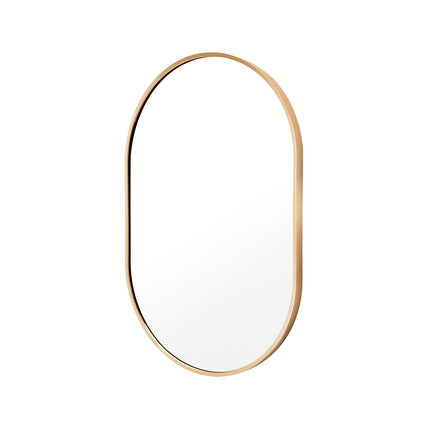 Wall Mirror Oval Aluminum Frame Bathroom 50x75cm GOLD.