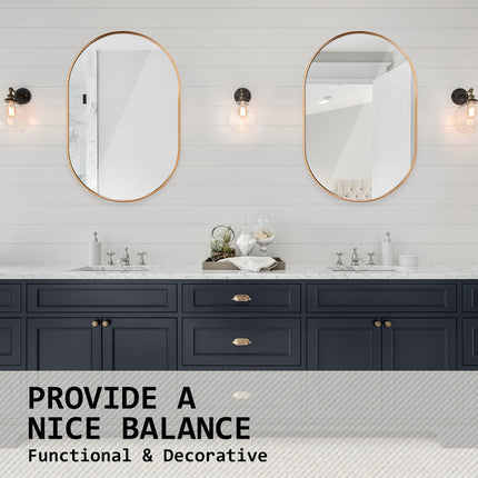 Wall Mirror Oval Aluminum Frame Bathroom 50x75cm GOLD.