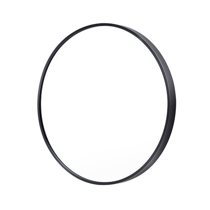 Wall Mirror Round Aluminum Frame Bathroom 80cm BLACK.