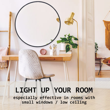 Wall Mirror Round Aluminum Frame Bathroom 80cm BLACK.