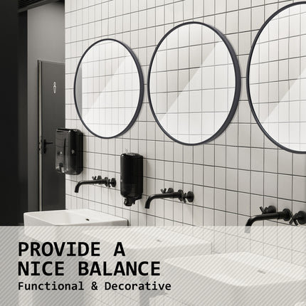 Wall Mirror Round Aluminum Frame Bathroom 80cm BLACK.