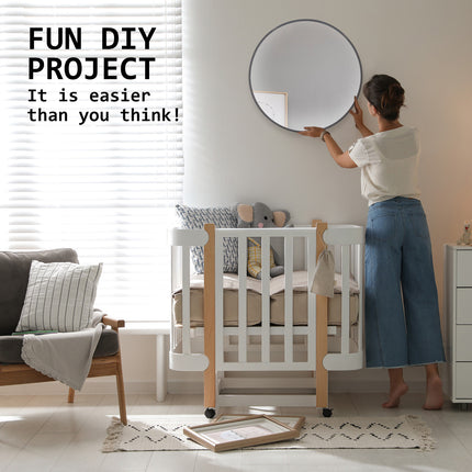 Wall Mirror Round Aluminum Frame Bathroom 80cm BLACK.