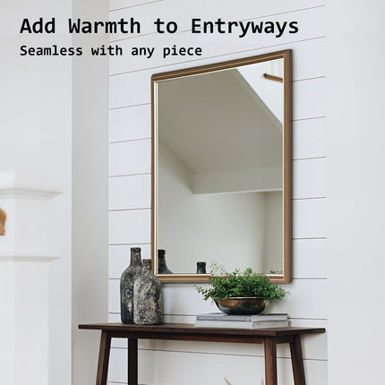 Wall Mirror Rectangular Frame Bathroom 70x90cm Antique Brown.