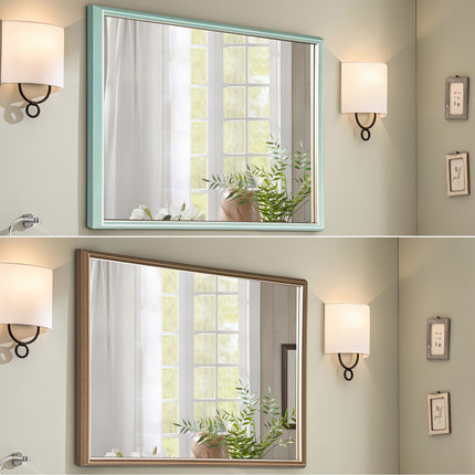 Wall Mirror Rectangular Frame Bathroom 70x90cm Antique Brown.