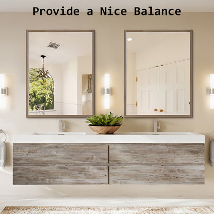 Wall Mirror Rectangular Frame Bathroom 70x90cm Antique Brown.