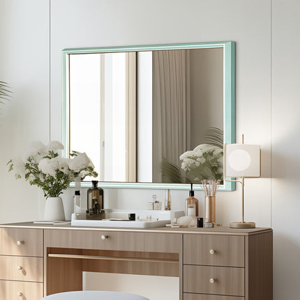 Wall Mirror Rectangular Frame Bathroom 70x90cm Turquoise.