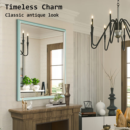 Wall Mirror Rectangular Frame Bathroom 70x90cm Turquoise.