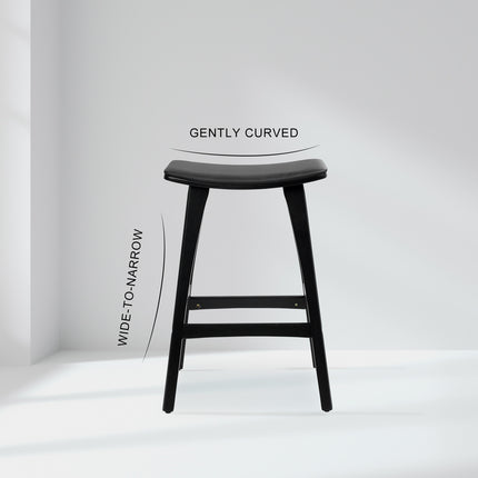 2X Wooden Bar Stool Padded PU Leather Dining Chair KANSO 65cm BLACK.