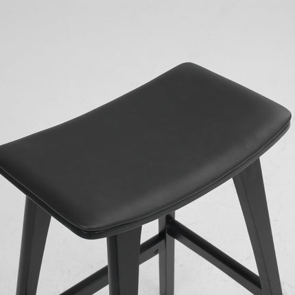 4X Wooden Bar Stool Padded PU Leather Dining Chair KANSO 65cm BLACK.