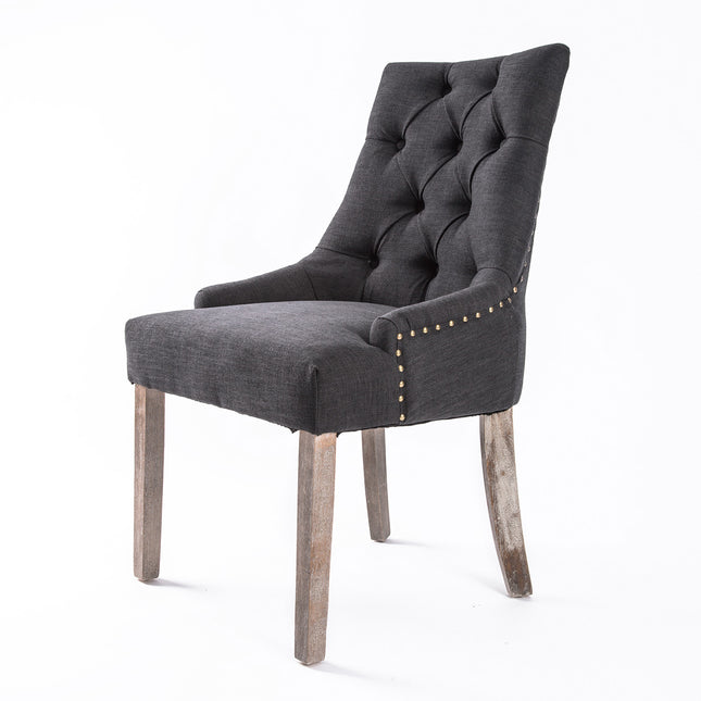 French Provincial Dining Chair Oak Leg AMOUR BLACK.