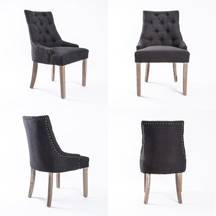 4X French Provincial Dining Chair Oak Leg AMOUR BLACK.