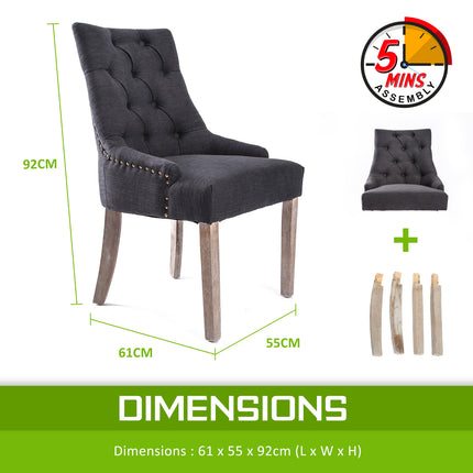 4X French Provincial Dining Chair Oak Leg AMOUR BLACK.
