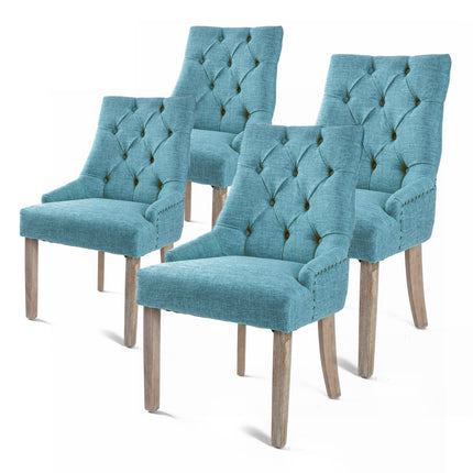 4X French Provincial Dining Chair Oak Leg AMOUR BLUE.