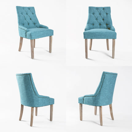 4X French Provincial Dining Chair Oak Leg AMOUR BLUE.