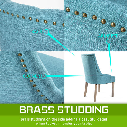 4X French Provincial Dining Chair Oak Leg AMOUR BLUE.
