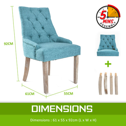 4X French Provincial Dining Chair Oak Leg AMOUR BLUE.