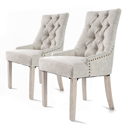 2X French Provincial Dining Chair Oak Leg AMOUR CREAM.