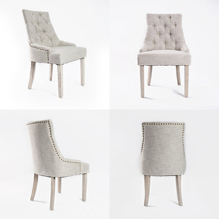 2X French Provincial Dining Chair Oak Leg AMOUR CREAM.