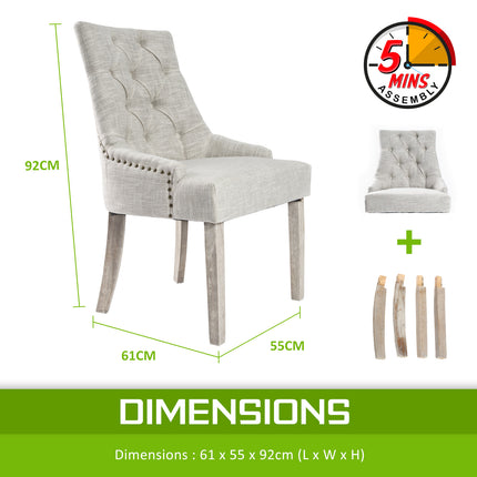 2X French Provincial Dining Chair Oak Leg AMOUR CREAM.